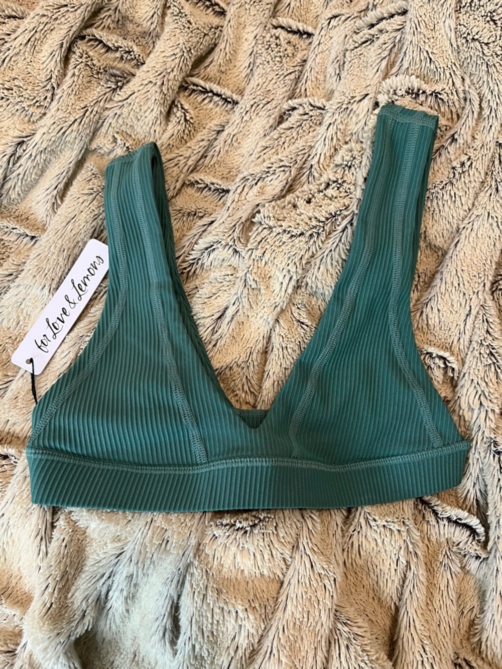 For Love And Lemons Ribbed Deep Teal Bralette